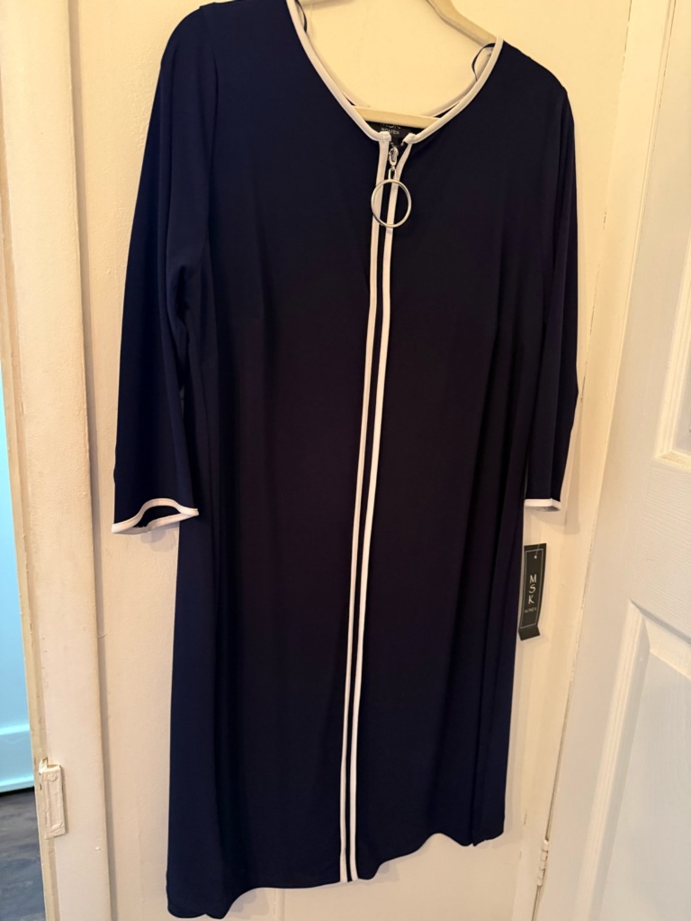MSK Navy Dress with White Piped Zip and Ring Pull